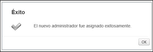 Mensaje de Nuevo Administrador designado