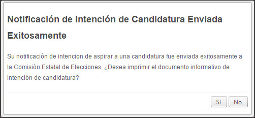 mensaje de Intención enviada a Comisión